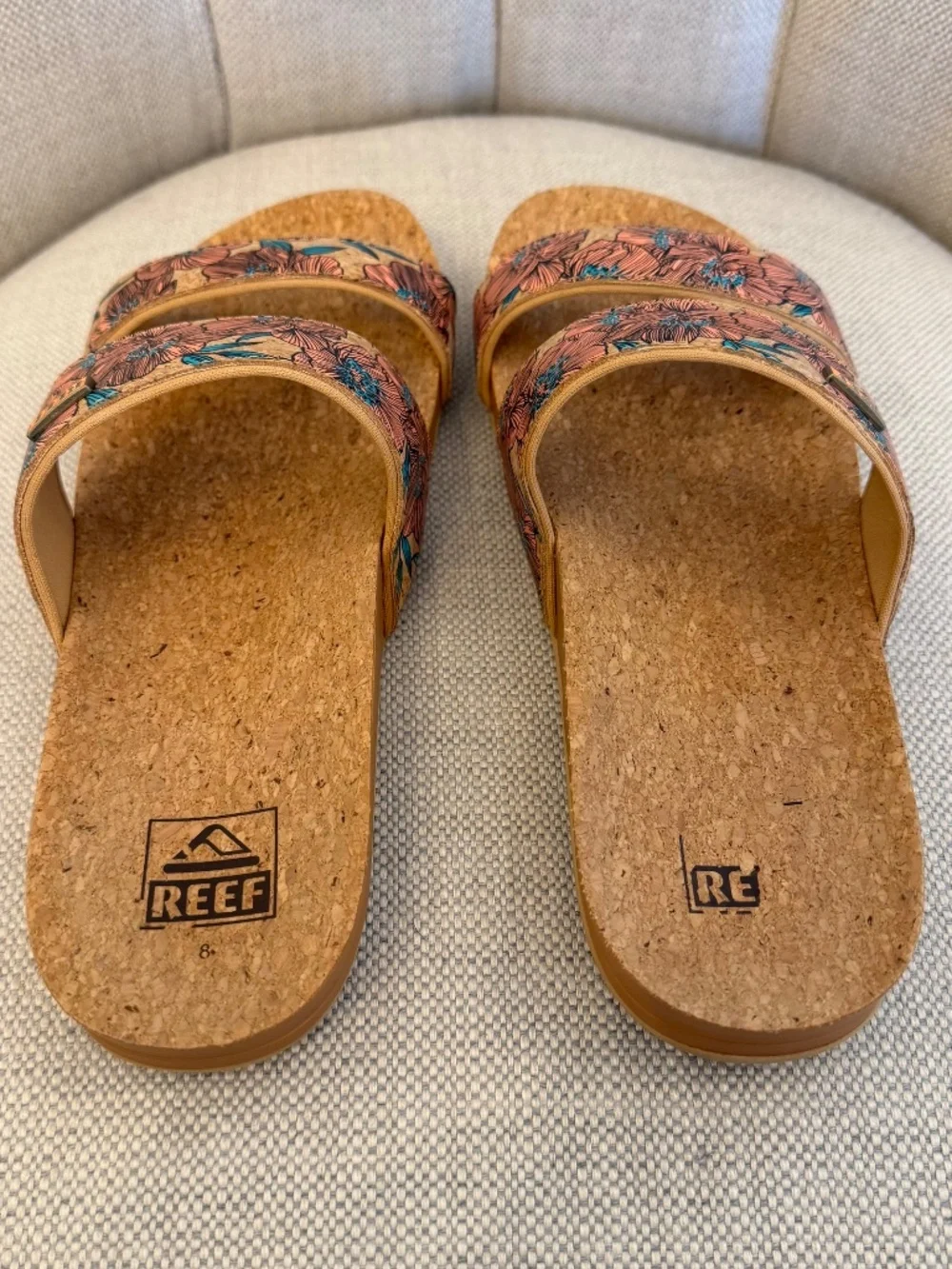 REEF Cork Vista Double Strap Slide Sandals Women’s Size 8